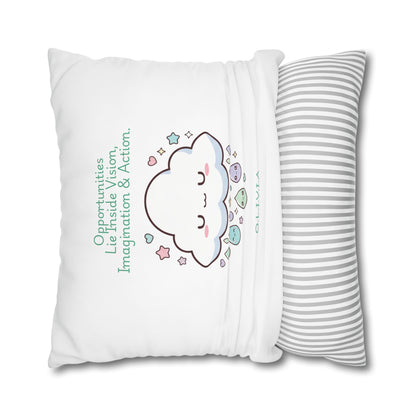 Personalized Initial Quote Cloud Dripping — Custom Sayings on Square Poly Canvas Pillowcase