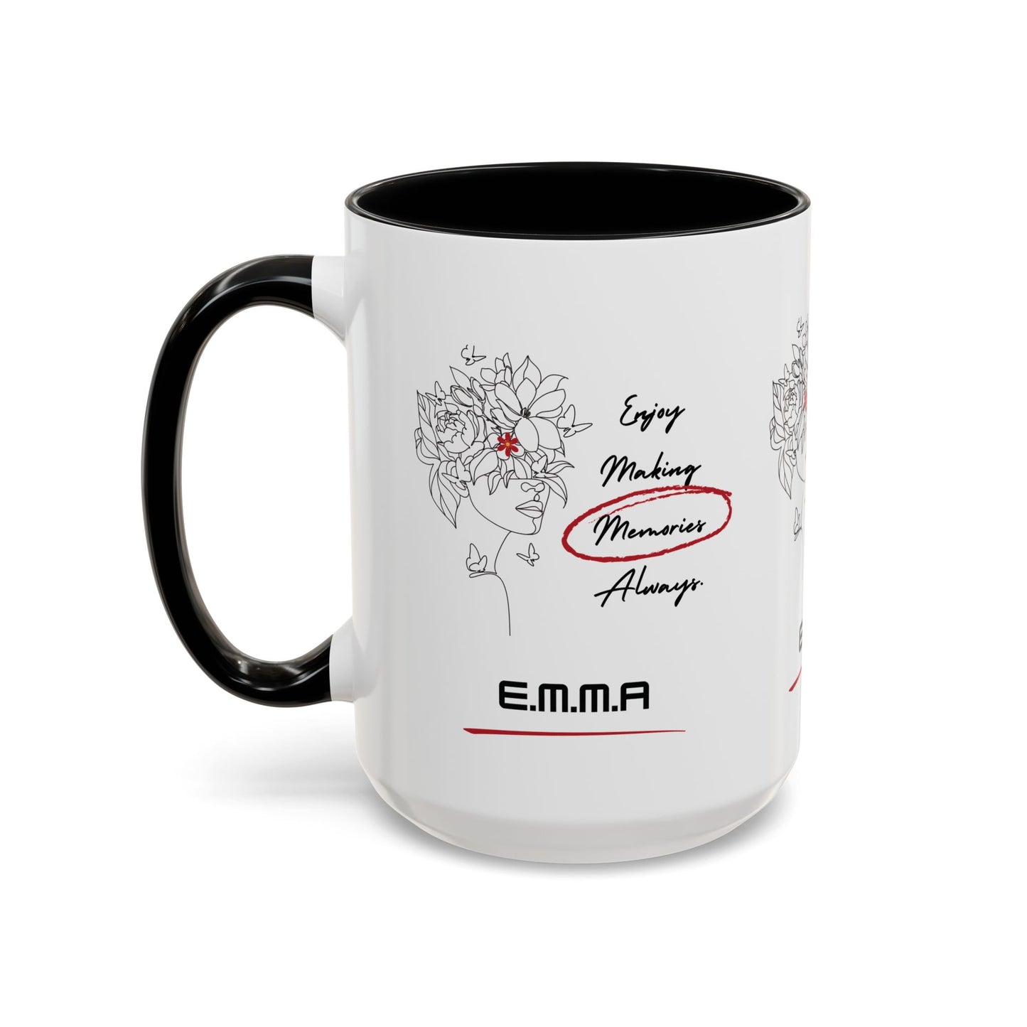 Personalized Initial Floral Girl Accent Coffee Mug