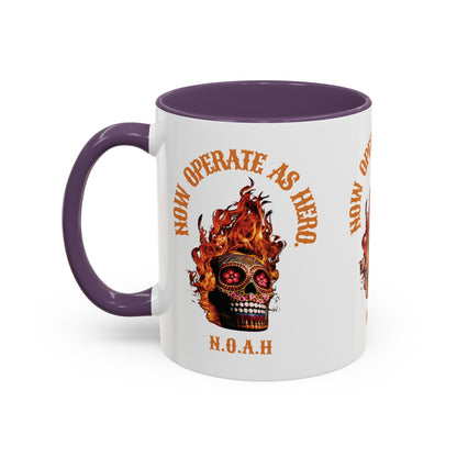Personalized Initial Fire Skull Accent Coffee Mug