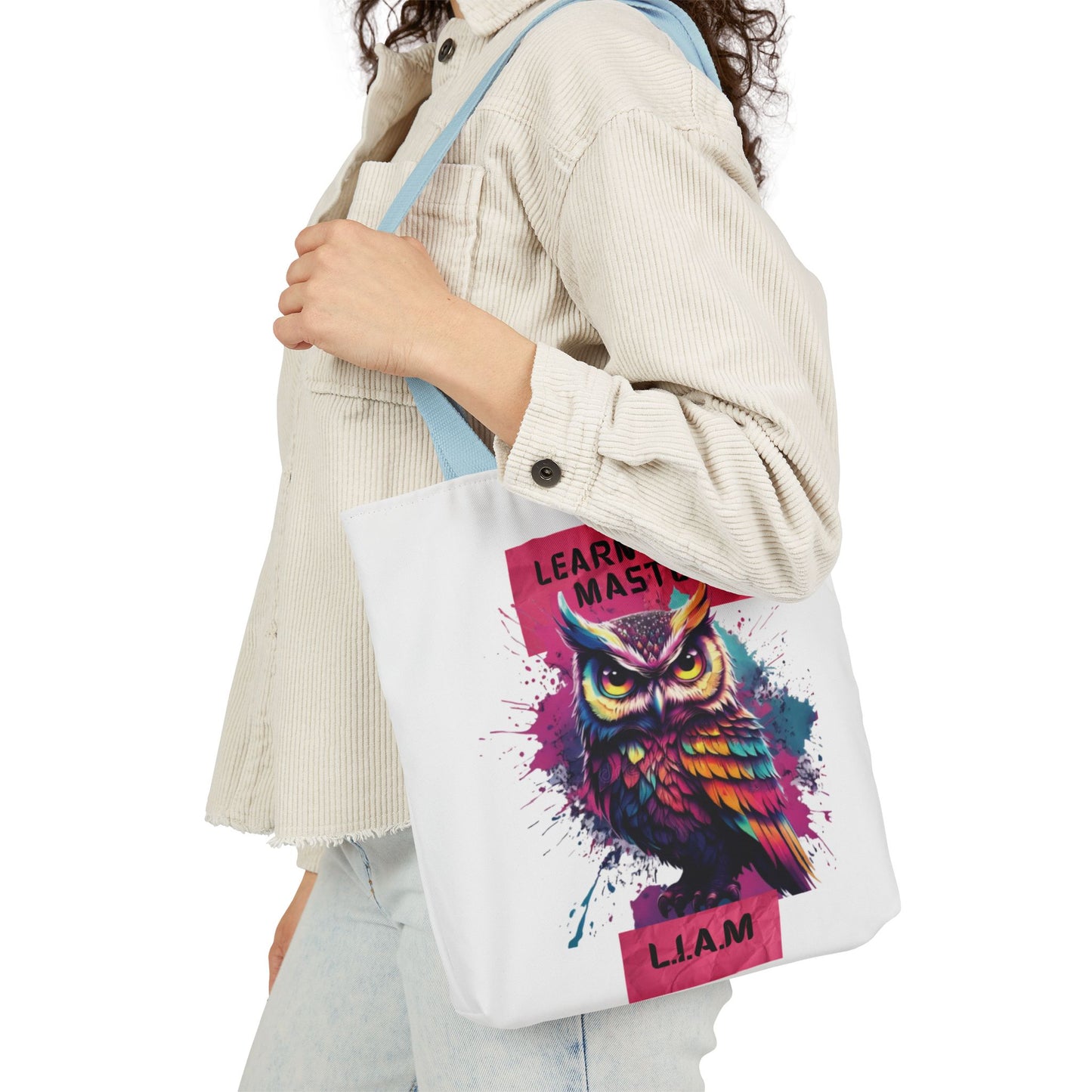 Personalized Initial Quote Owl Canvas Tote Custom Name