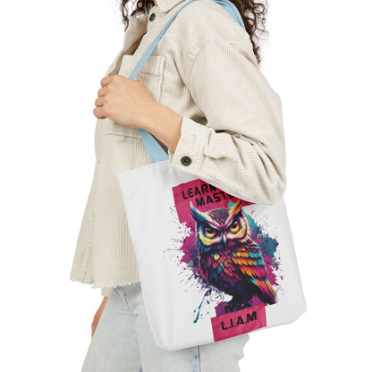 Personalized Initial Quote Owl Canvas Tote Custom Name