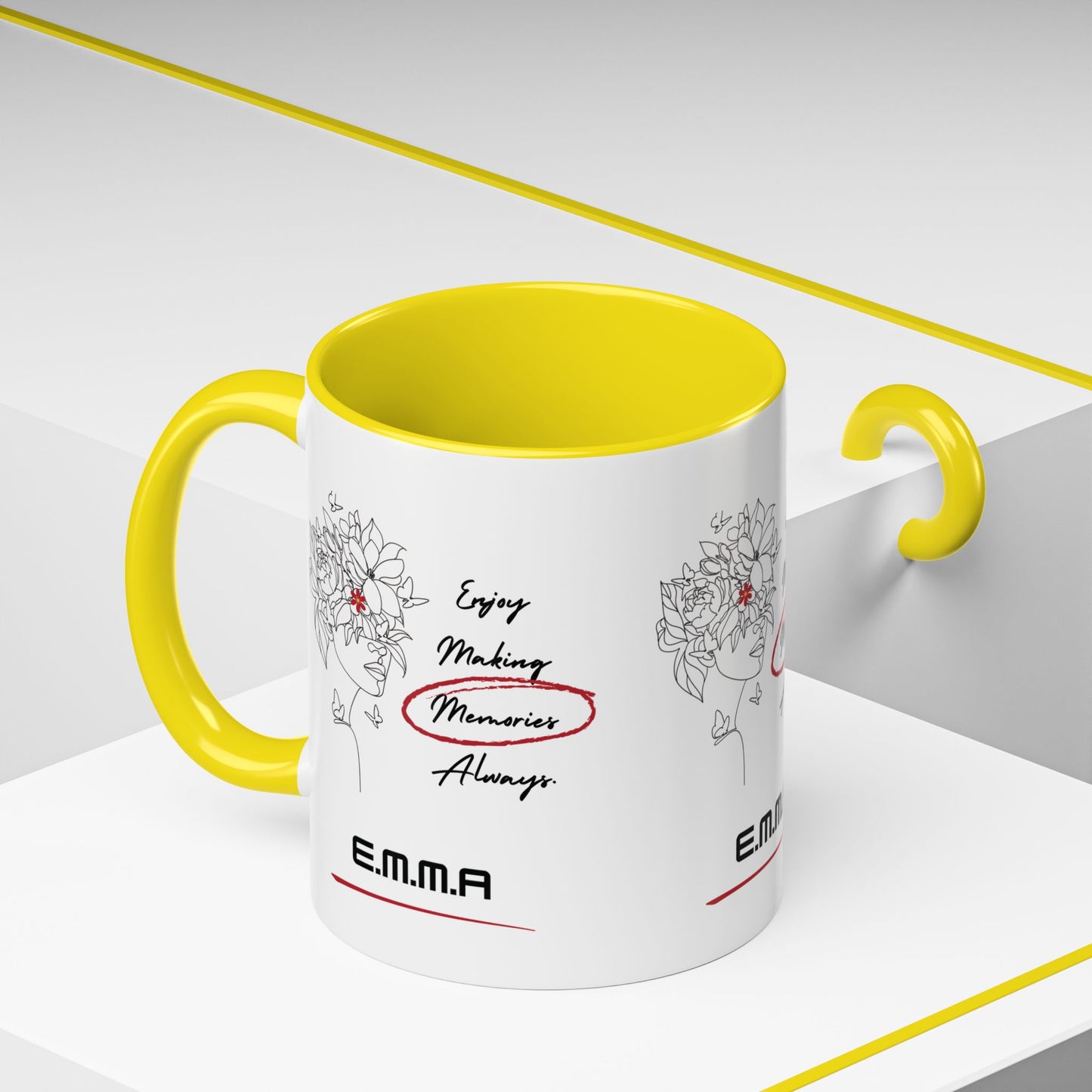 Personalized Initial Floral Girl Accent Coffee Mug