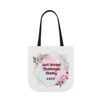 Personalized Initial Quote Floral Frame Canvas Tote Custom Name