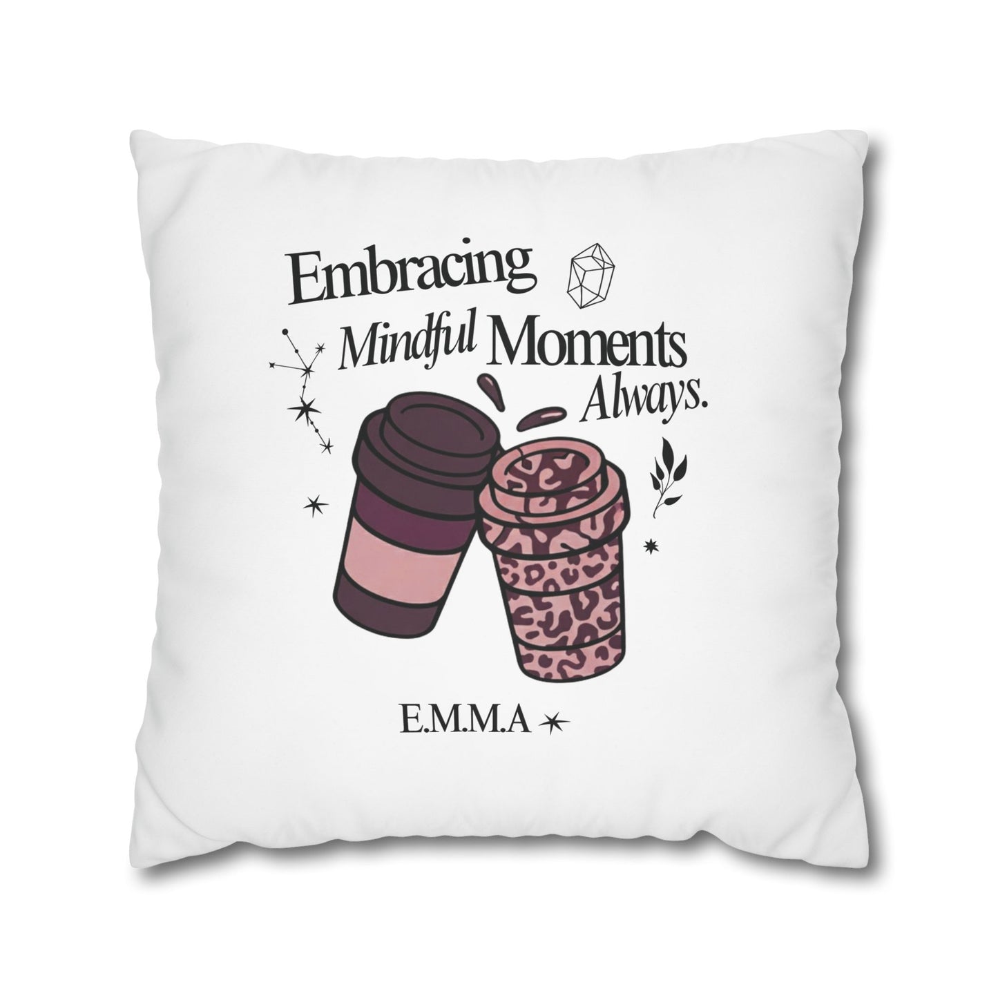 Personalized Initial Quote Girly Coffee — Custom Sayings on Square Poly Canvas Pillowcase