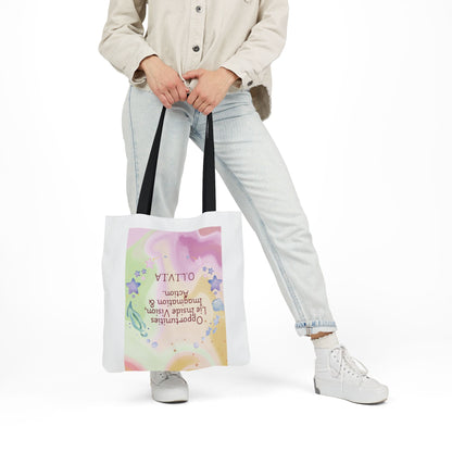 Personalized Initial Quote Ocean Theme Canvas Tote Custom Name