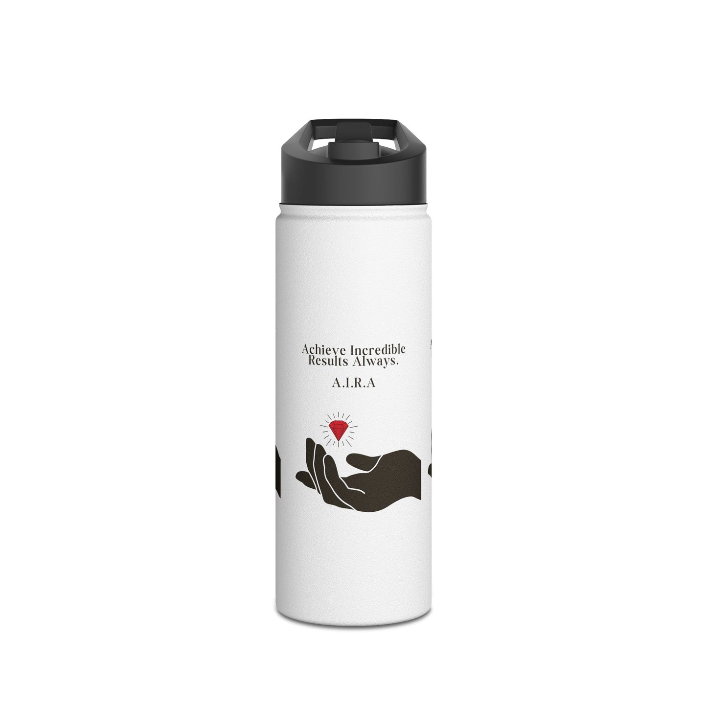 Personalized Initial Quote Hand and Gem Stainless Steel Water Bottle