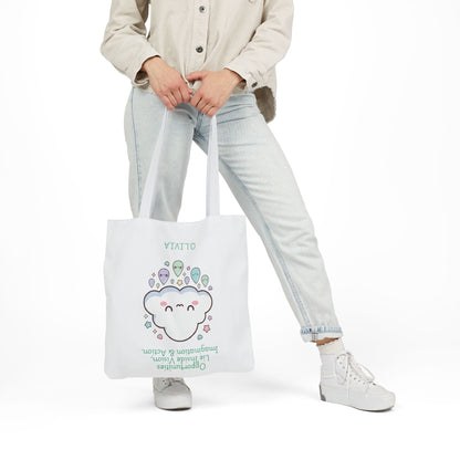 Personalized Initial Quote Cloud Dripping Canvas Tote Custom Name