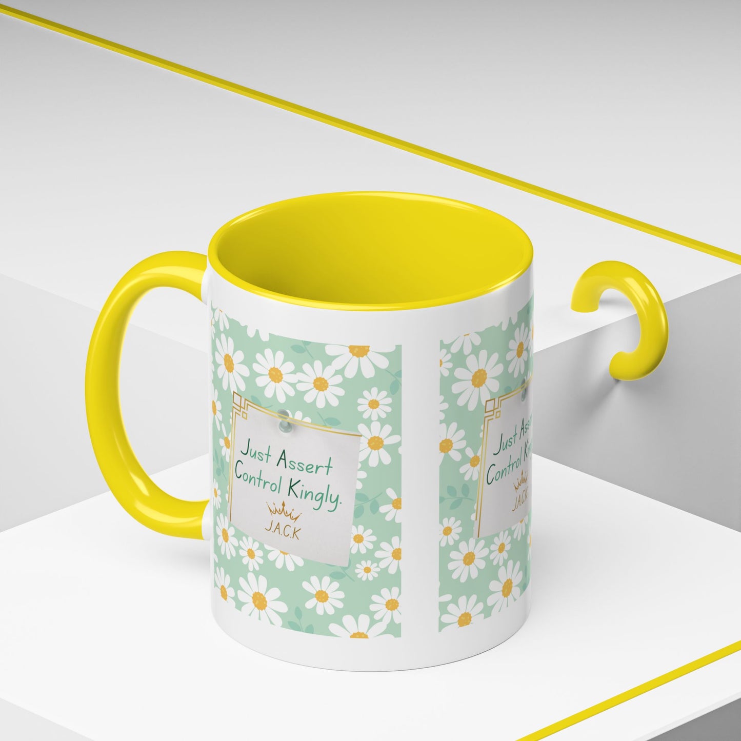 Personalized Floral Message Accent Coffee Mug