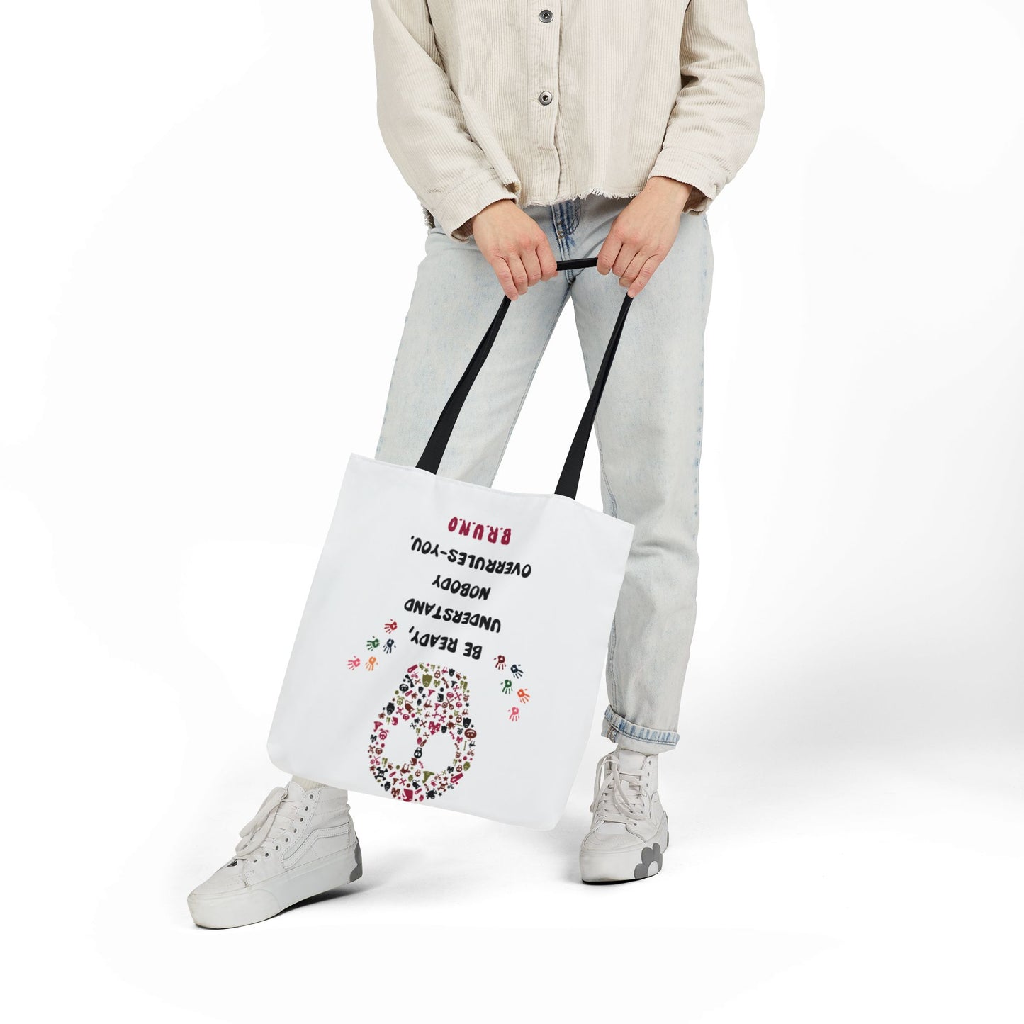 Personalized Initial Quote Floral Skull Canvas Tote Custom Name