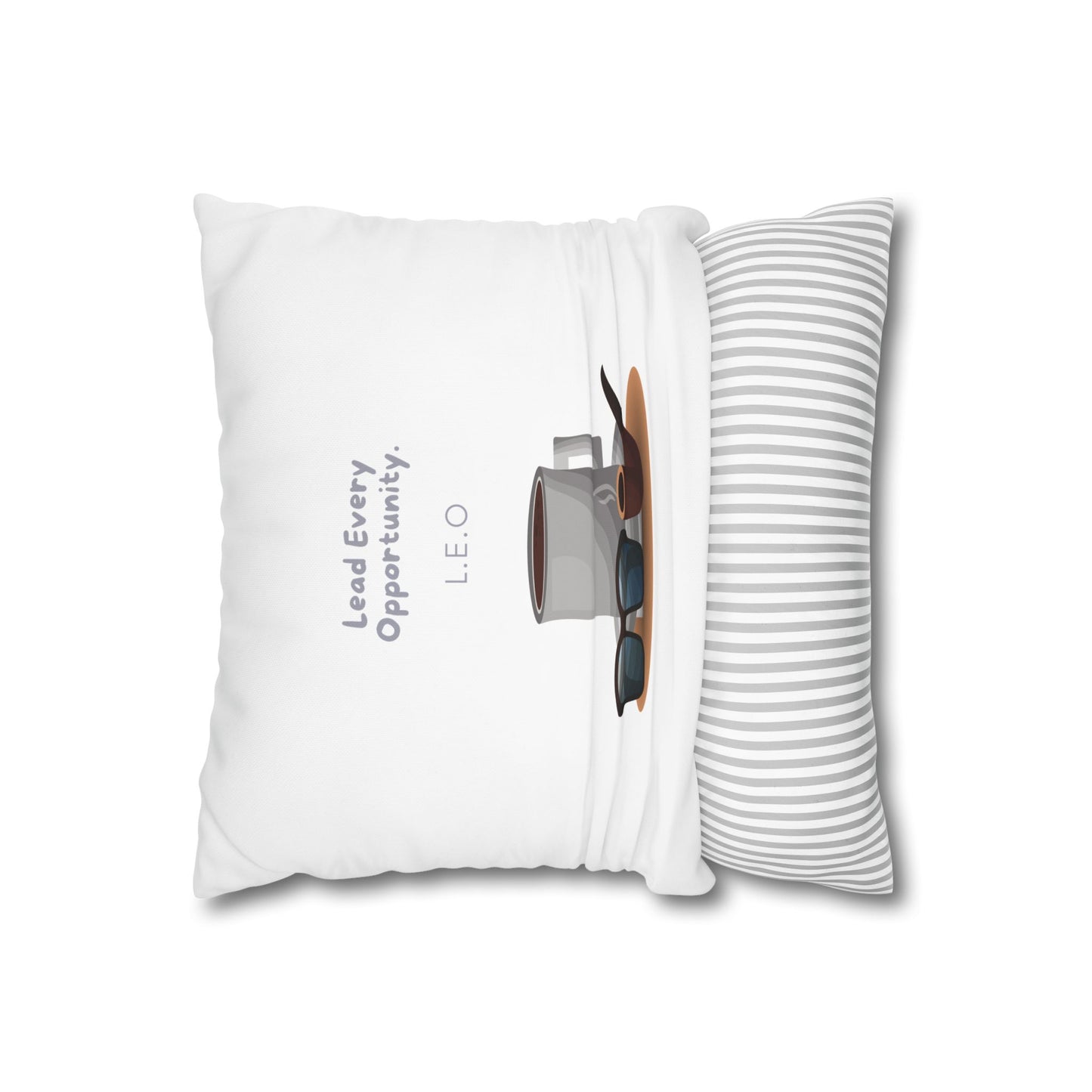 Personalized Initial Quote Coffee and Sunglasses — Custom Sayings on Square Poly Canvas Pillowcase