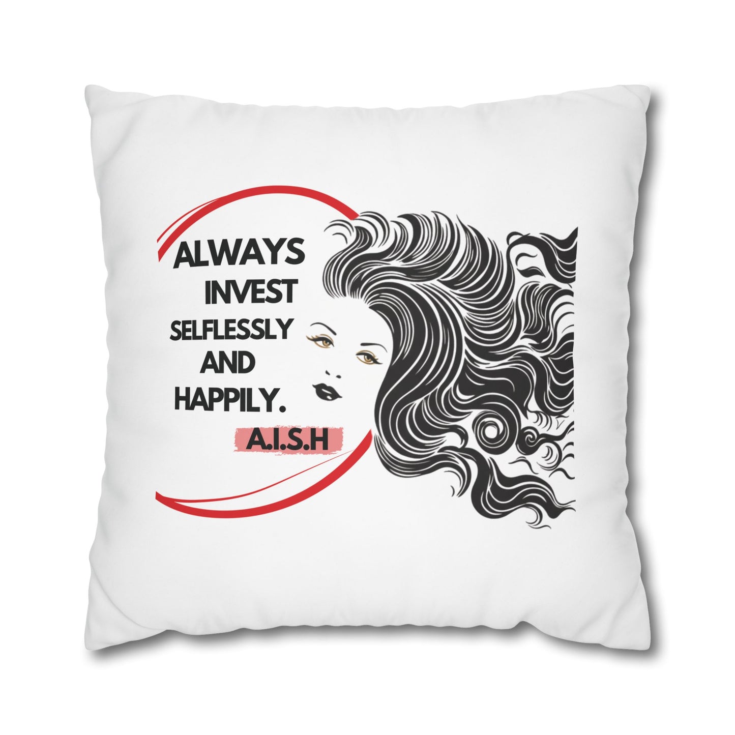 Personalized Initial Quote Inspirational Girl — Custom Sayings on Square Poly Canvas Pillowcase