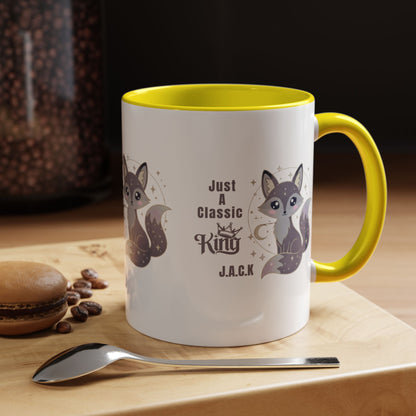 Personalized Initial Fox King Accent Coffee Mug