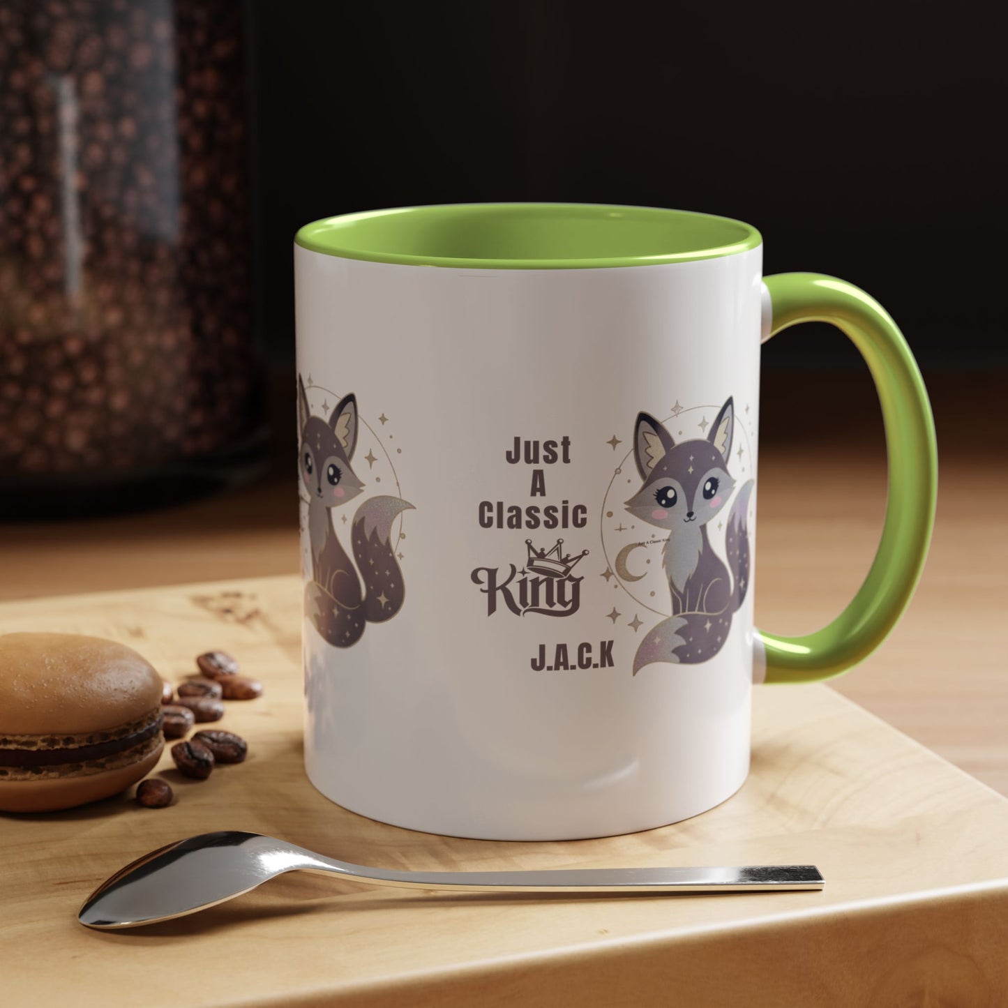 Personalized Initial Fox King Accent Coffee Mug