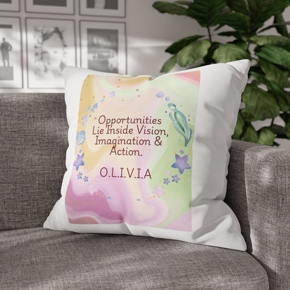 Personalized Initial Quote Ocean Theme — Custom Sayings on Square Poly Canvas Pillowcase