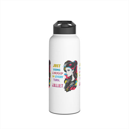 Personalized Initial Quote Vintage Girl Stainless Steel Water Bottle