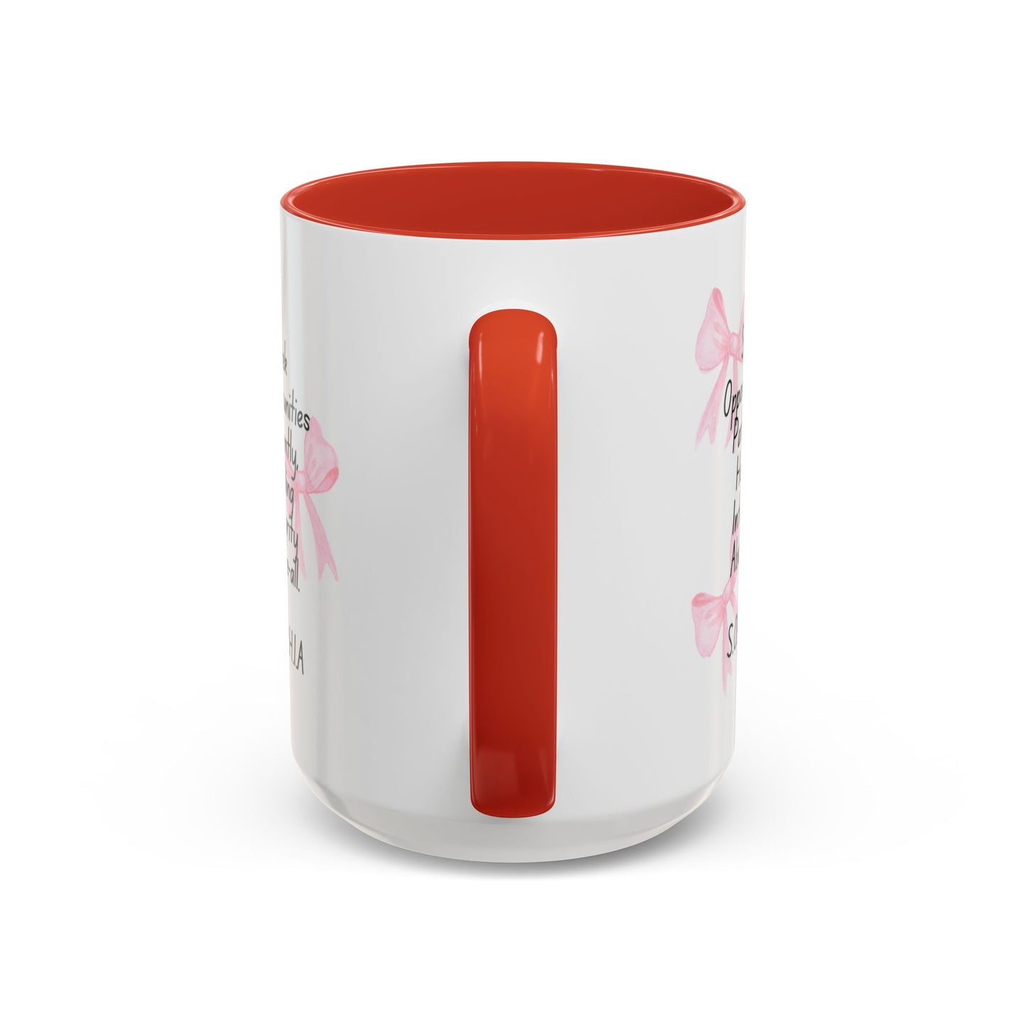 Personalized Pink Bow Accent Coffee Mug