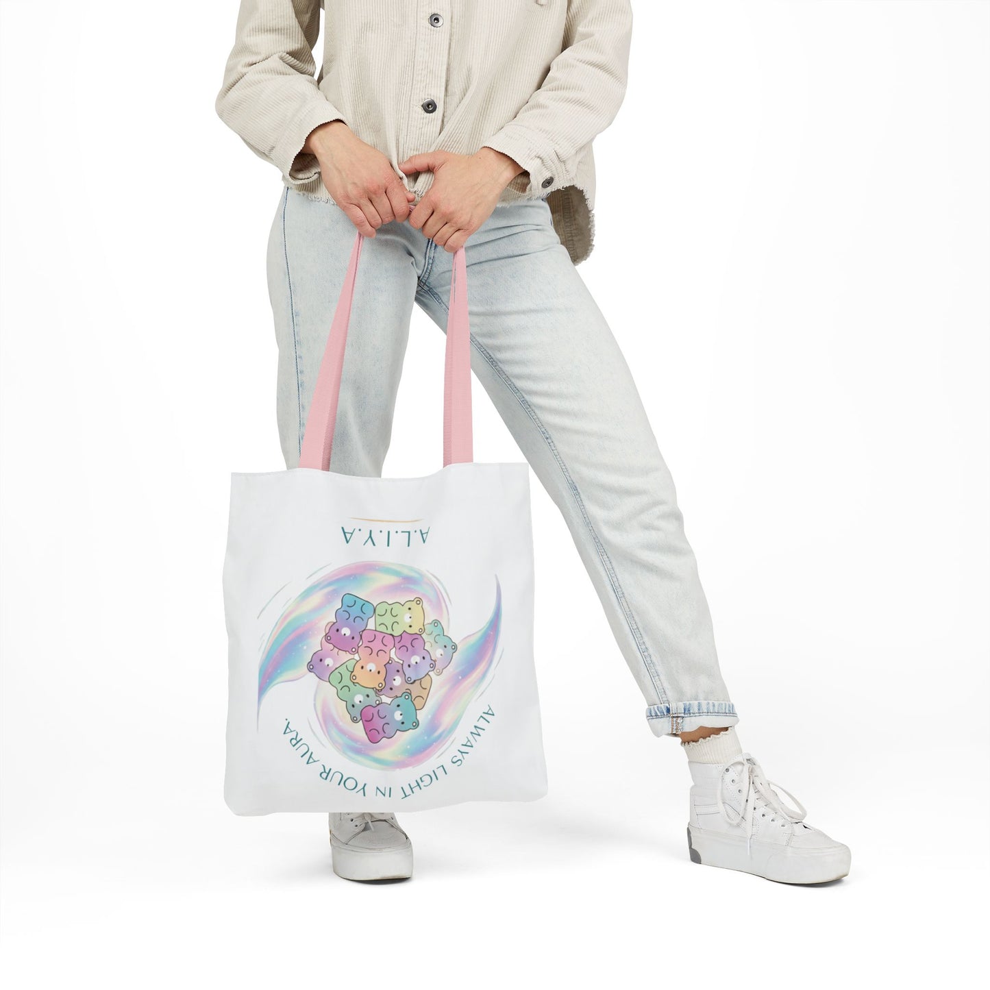 Personalized Initial Quote Pastel Cloud Canvas Tote Custom Name