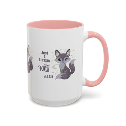 Personalized Initial Fox King Accent Coffee Mug
