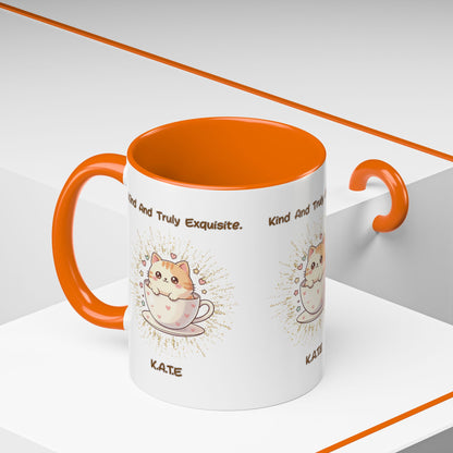 Personalized Initial Exquisite Cat Accent Coffee Mug