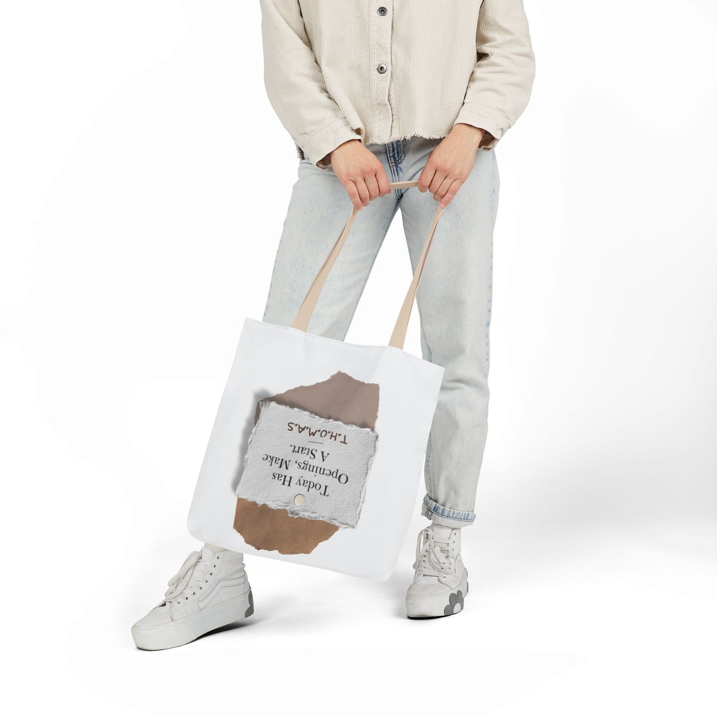 Personalized Initial Quote Torn Paper Canvas Tote Custom Name