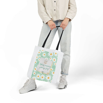 Personalized Initial Quote Floral Inspirational Canvas Tote Custom Name