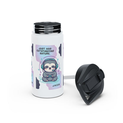 Personalized Initial Quote Sloth Gamer Stainless Steel Water Bottle