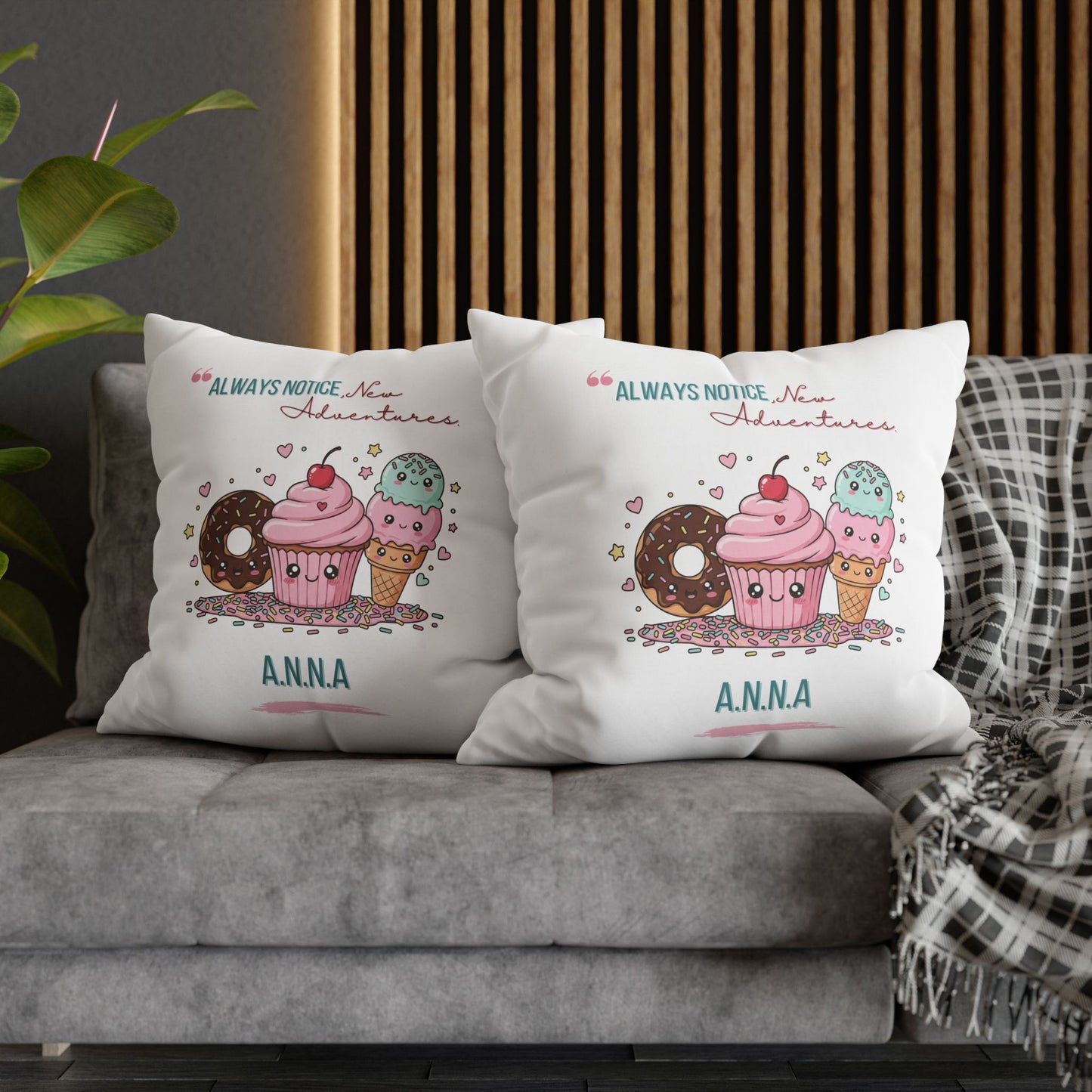 Personalized Initial Quote Sweet Treat — Custom Sayings on Square Poly Canvas Pillowcase