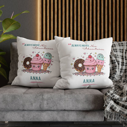 Personalized Initial Quote Sweet Treat — Custom Sayings on Square Poly Canvas Pillowcase