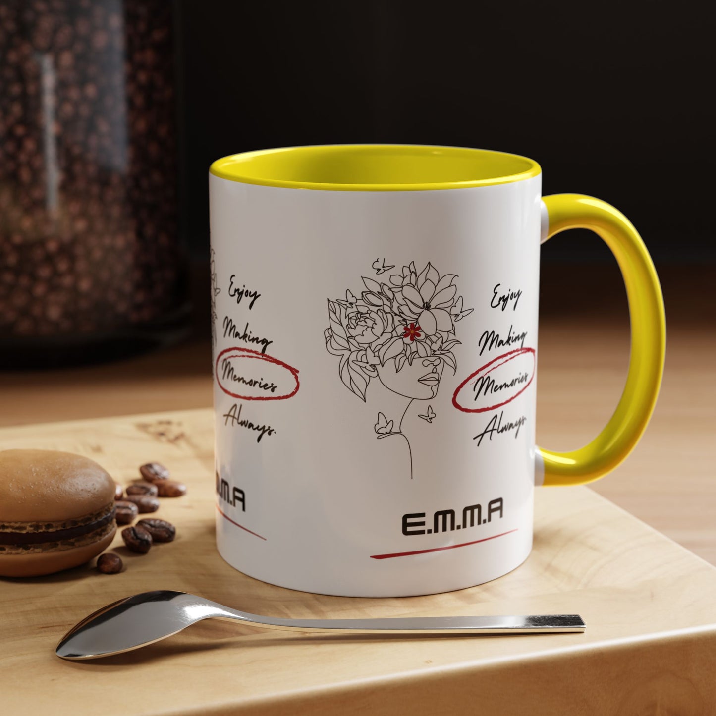 Personalized Initial Floral Girl Accent Coffee Mug