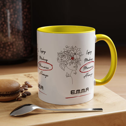 Personalized Initial Floral Girl Accent Coffee Mug