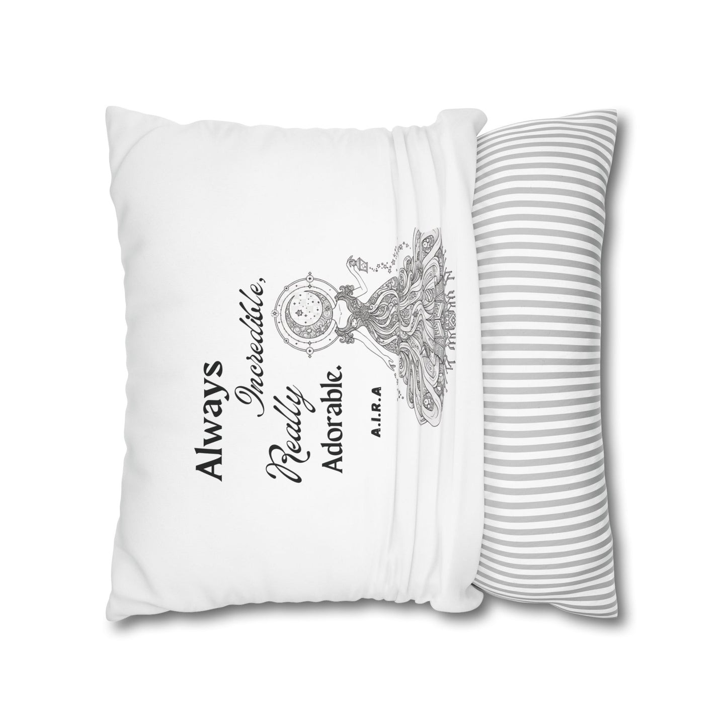 Personalized Initial Quote Light Girl — Custom Sayings on Square Poly Canvas Pillowcase
