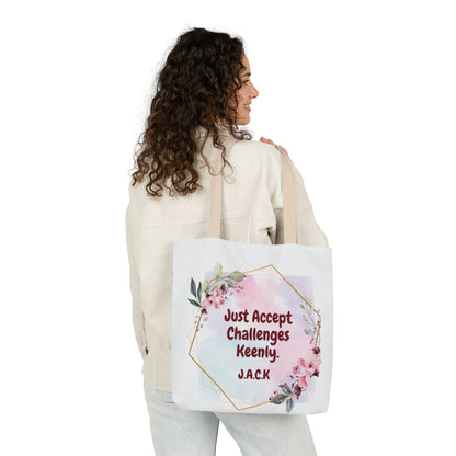 Personalized Initial Quote Floral Frame Canvas Tote Custom Name
