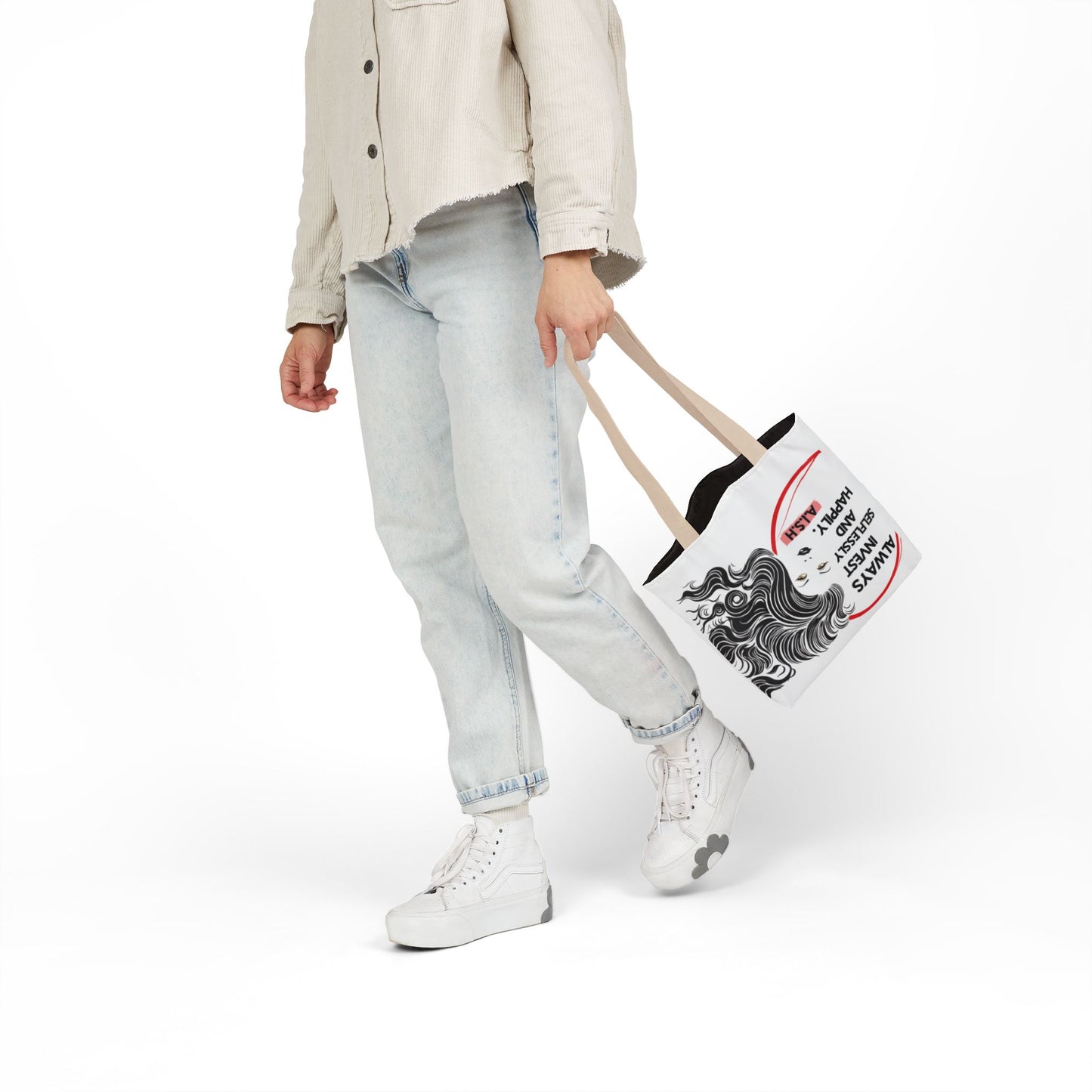 Personalized Initial Quote Inspirational Girl Canvas Tote Custom Name