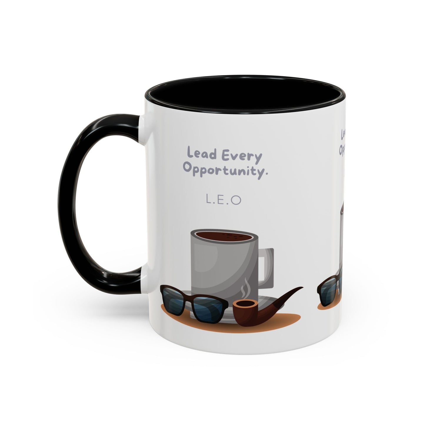 Personalized Initial Coffee and Sunglasses Accent Coffee Mug
