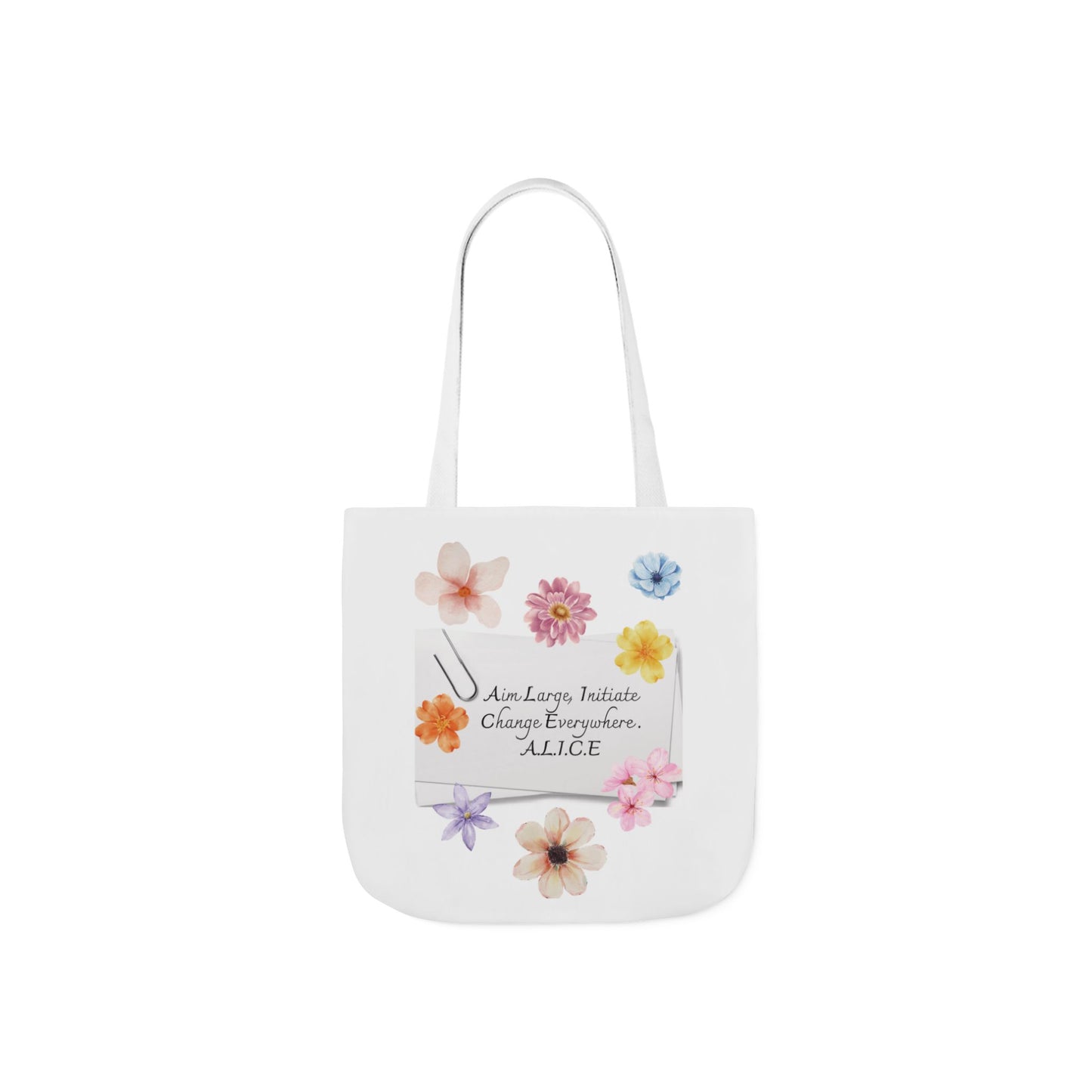 Personalized Initial Quote Floral Clip Canvas Tote Custom Name