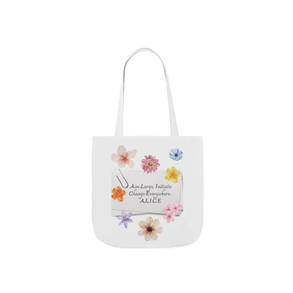 Personalized Initial Quote Floral Clip Canvas Tote Custom Name