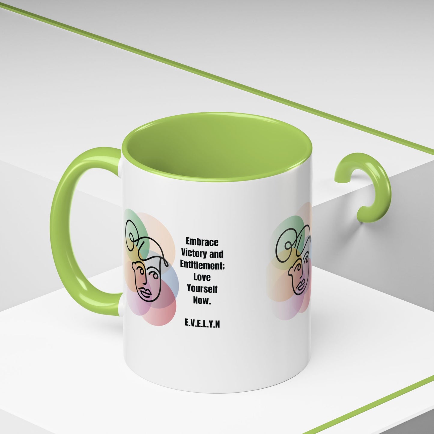 Personalized Initial Sketch Girl Accent Coffee Mug