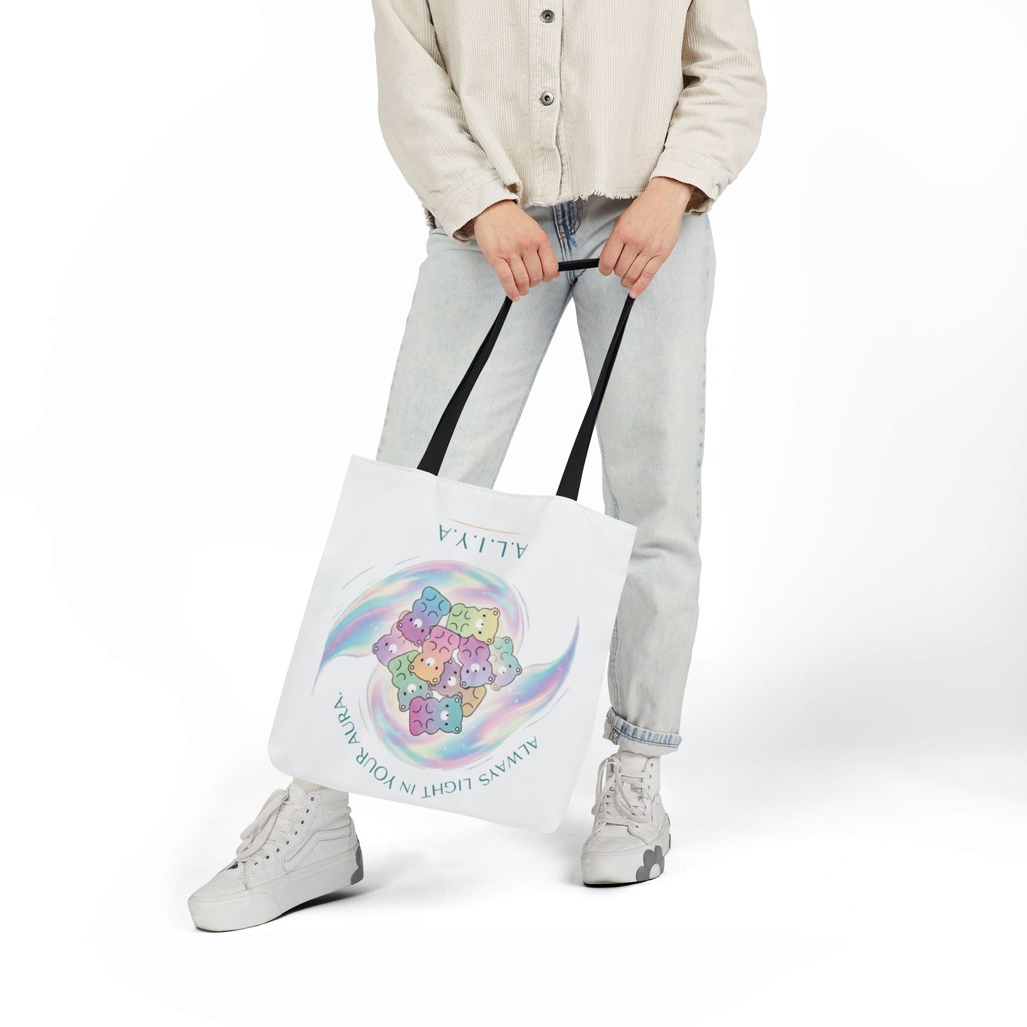 Personalized Initial Quote Pastel Cloud Canvas Tote Custom Name