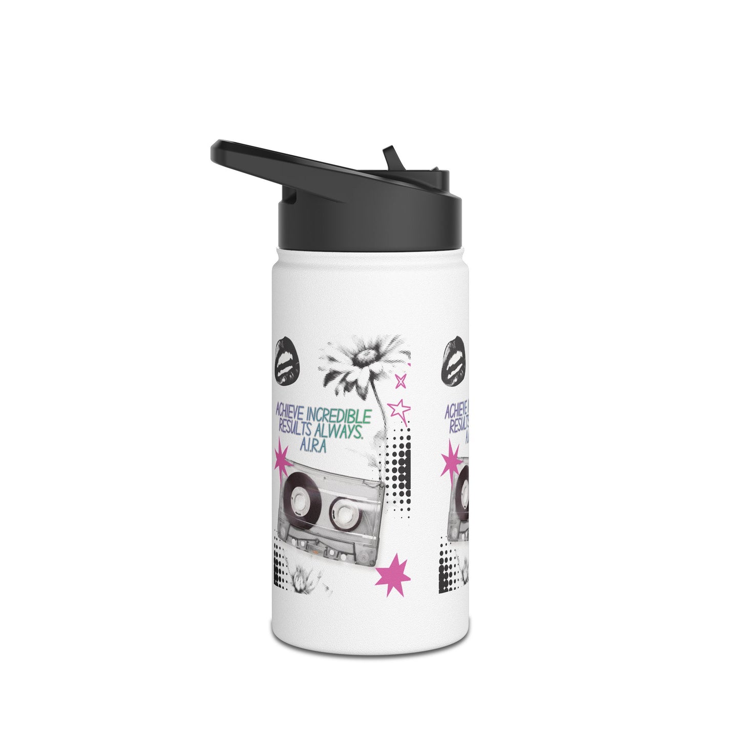 Personalized Initial Quote Cassette Stainless Steel Water Bottle