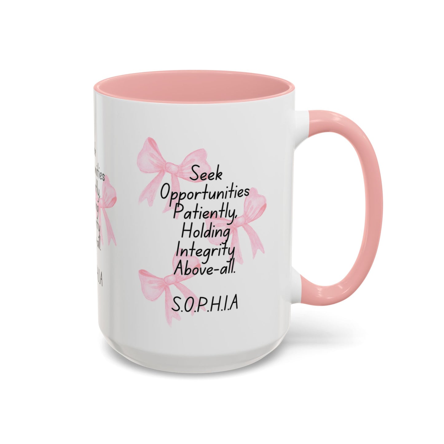 Personalized Pink Bow Accent Coffee Mug