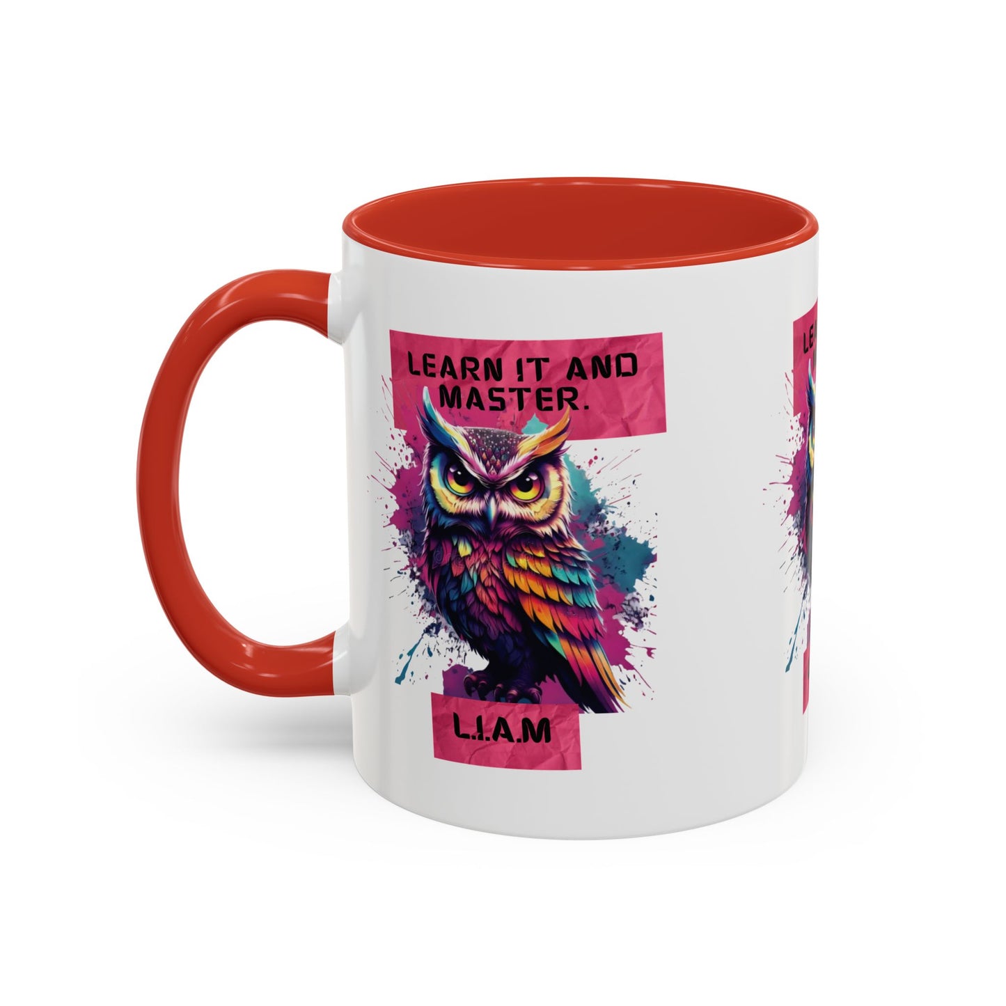 Personalized Initial Owl Accent Coffee Mug