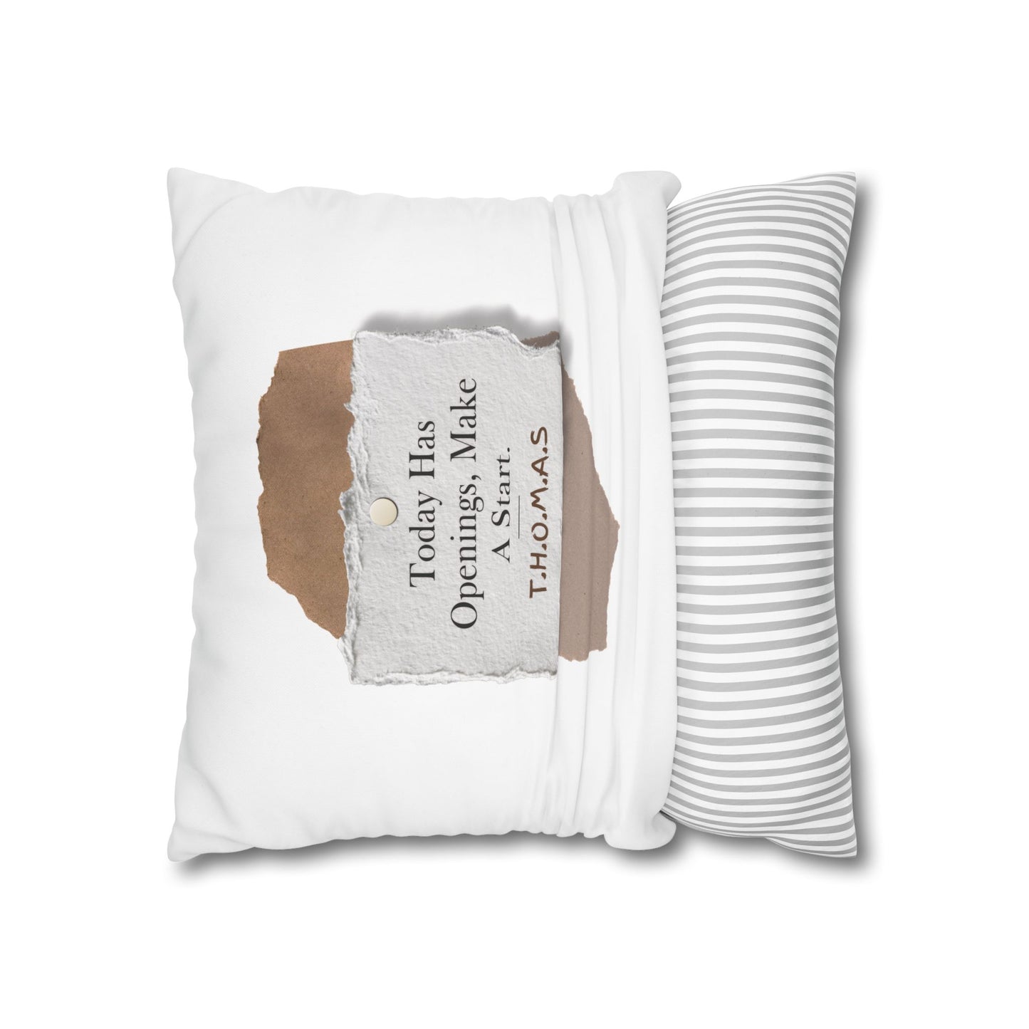 Personalized Initial Quote Torn Paper — Custom Sayings on Square Poly Canvas Pillowcase