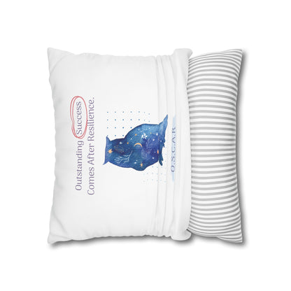 Personalized Initial Quote Galaxy Owl — Custom Sayings on Square Poly Canvas Pillowcase