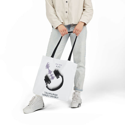 Personalized Initial Quote Headphones Canvas Tote Custom Name