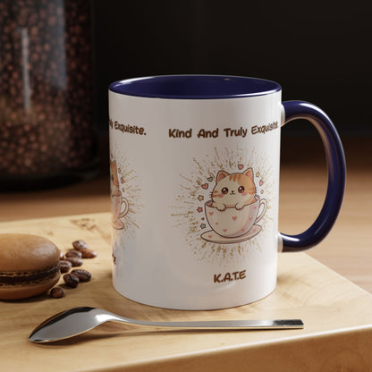 Personalized Initial Exquisite Cat Accent Coffee Mug