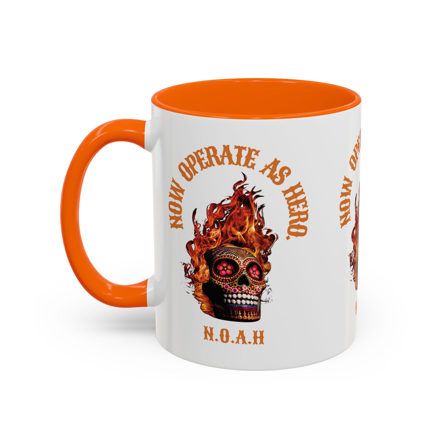 Personalized Initial Fire Skull Accent Coffee Mug