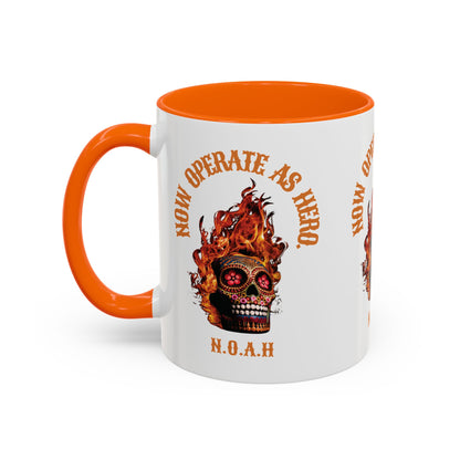 Personalized Initial Fire Skull Accent Coffee Mug
