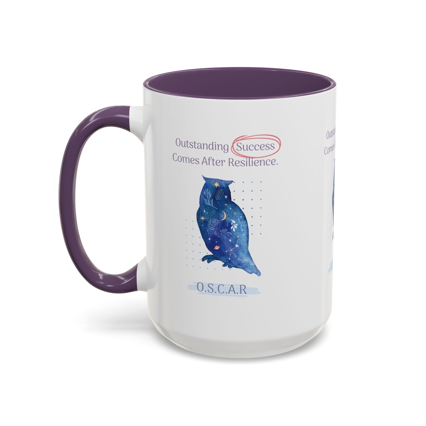 Personalized Initial Galaxy Owl Accent Coffee Mug
