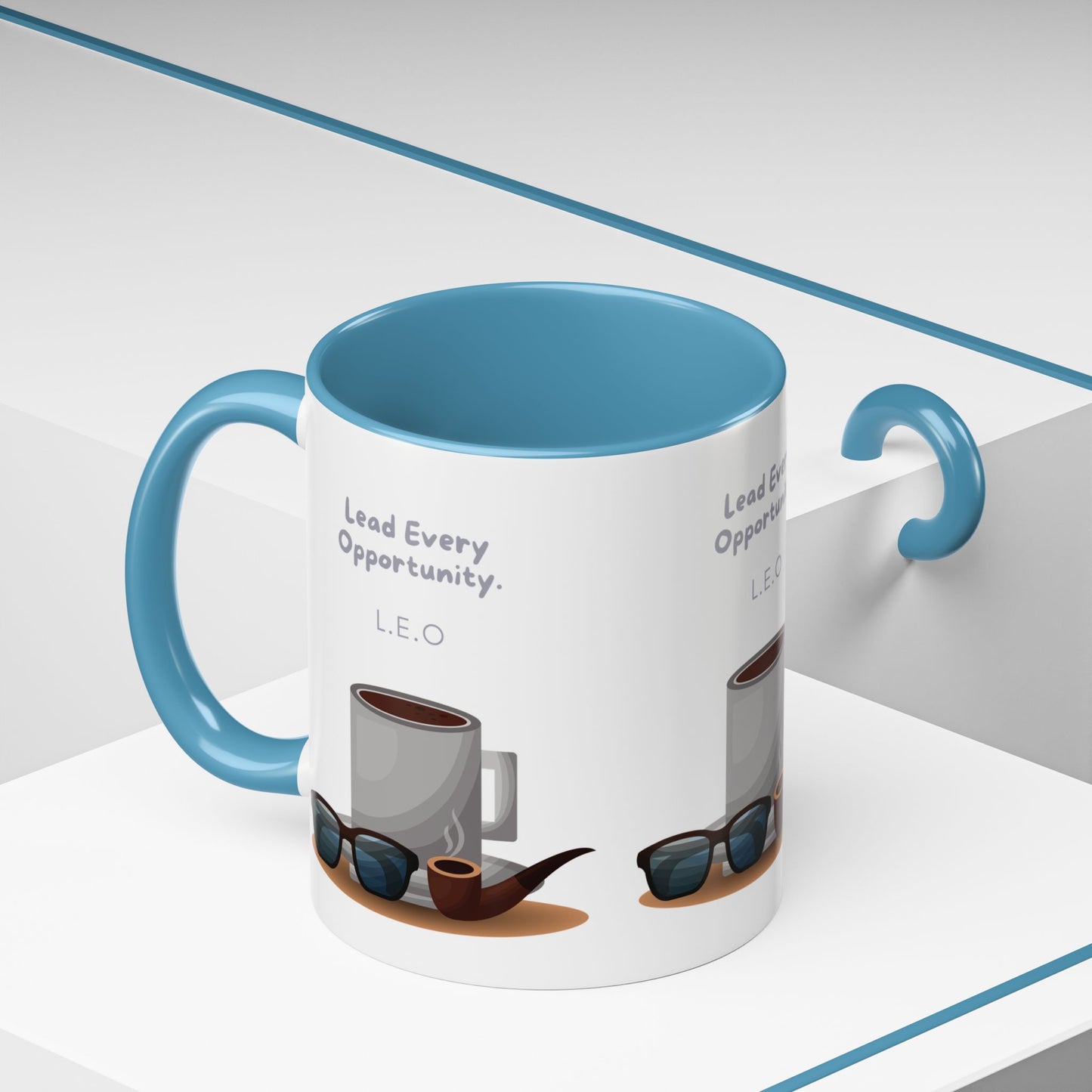 Personalized Initial Coffee and Sunglasses Accent Coffee Mug