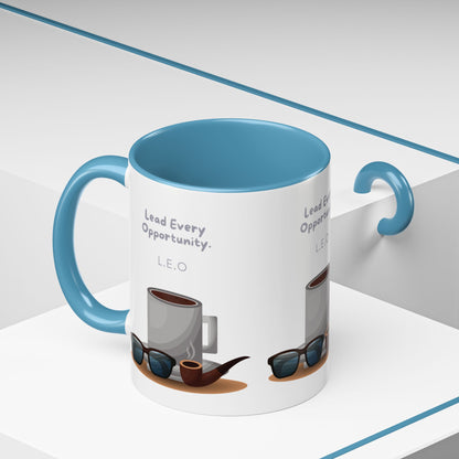 Personalized Initial Coffee and Sunglasses Accent Coffee Mug